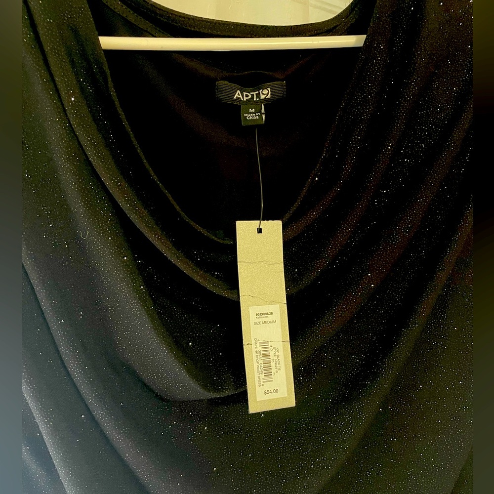 NWT Apt. 9 black dress with silver sparkles. Size medium.